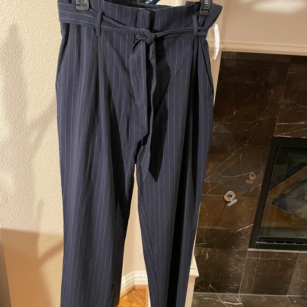 High-waisted pinstripe trouser pants